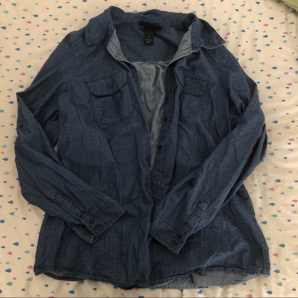 Lane Bryant Polka Dot Button Up